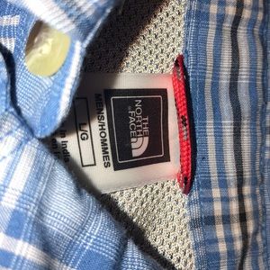 North Face Button Up Blue Green Large